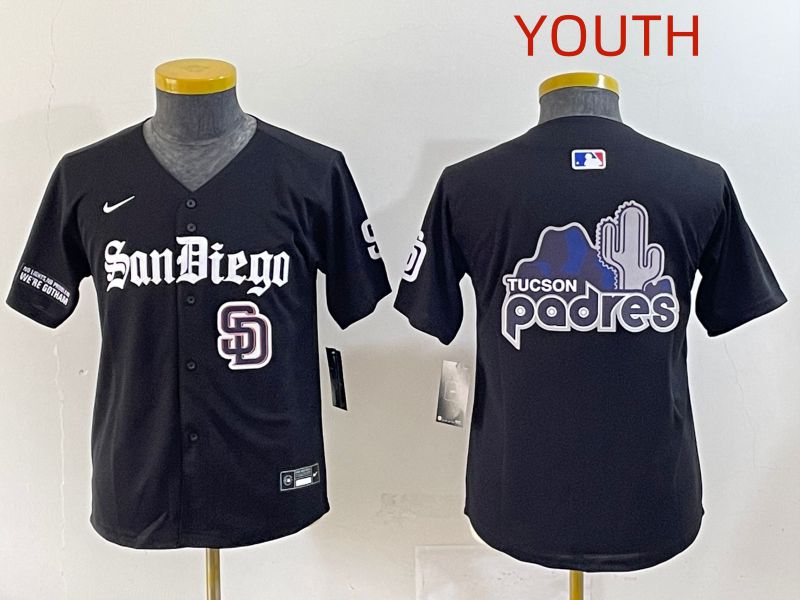 Youth 2025 San Diego Padres Blank Black Five generations Joint Name Nike MLB Jersey style 16